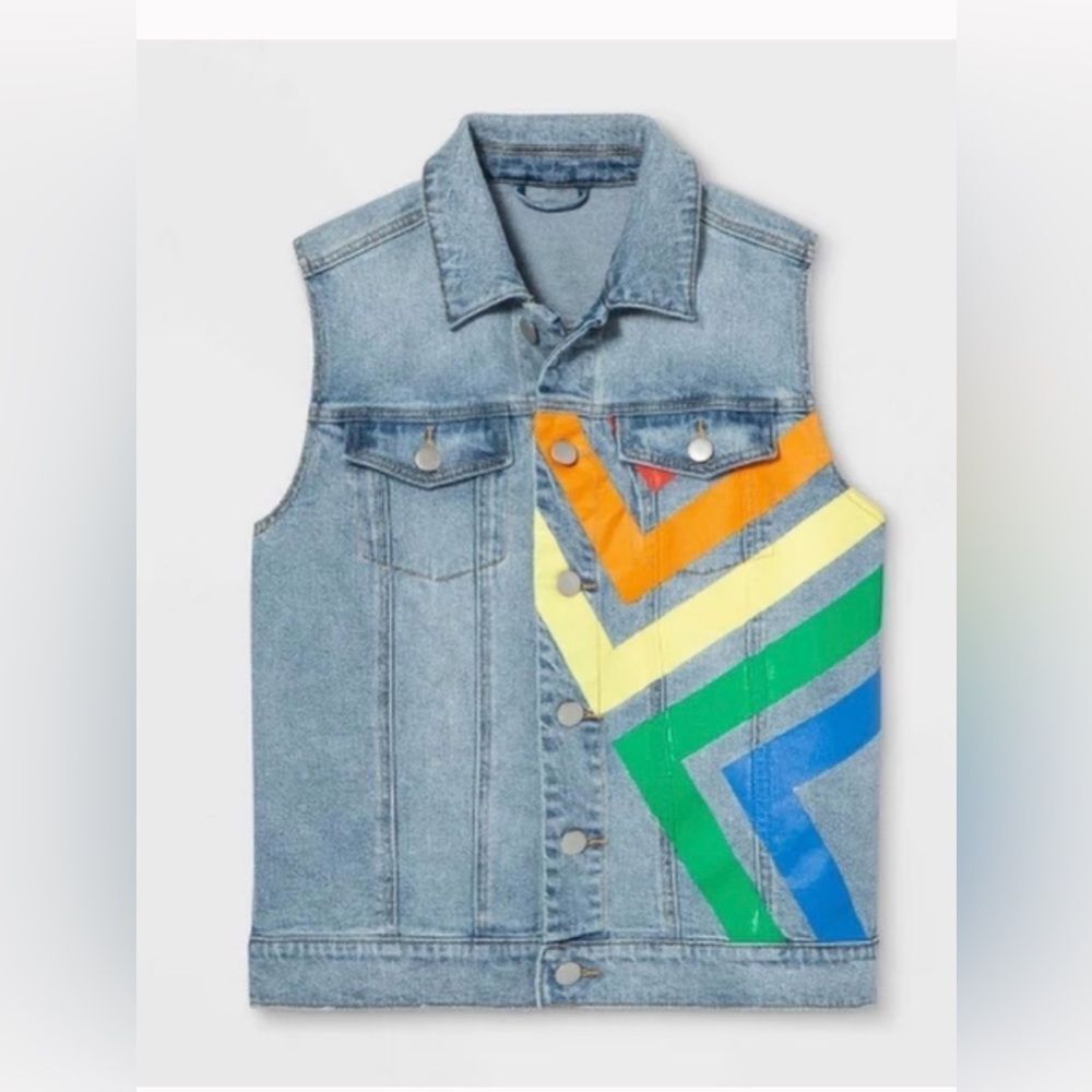 Target Pride Rainbow Denim Vest Gender Inclusive Unisex Size XS